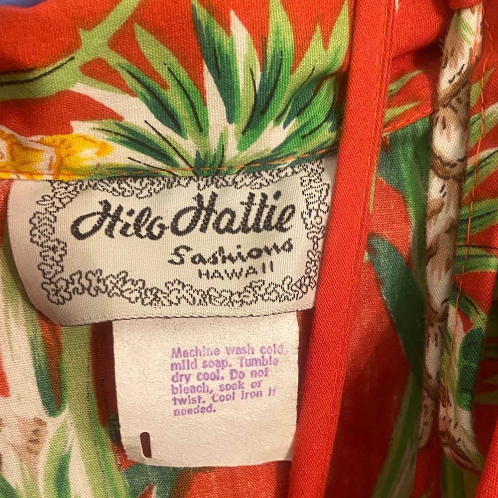 Orange Floral Hilo Hattie Maxi Halter wrap dress and short sleeve shirt set - Picture 2 of 7